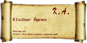 Kloiber Ágnes névjegykártya